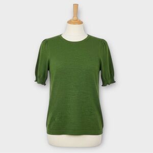 Pearl by Lela Rose Crewneck Short Sleeve Merino Wool Knit Top in Green Women’s S